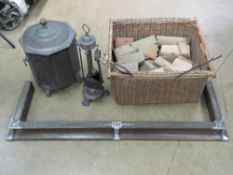 A c1900 fireside fender having chromed corner and central decoration, internal dimension 107cm.