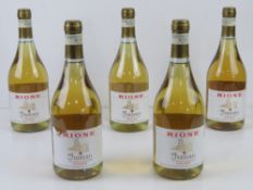 Five bottles of Rione Frascati Superiore 2004 Italian wine.