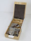 Three assorted 9ct gold earrings, 3g, together with a small quantity of costume jewellery,