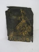 An antique fireplace insurance mark or plaque marked 'County' with Britannia upon, a/f.