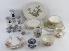 A quantity of assorted ceramics inc Crown Ducal, blue and white pattern set of six egg cups, set