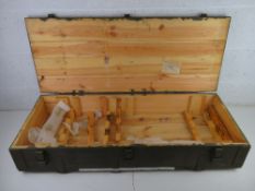 An 85mm T34 round wooden transit box with original stencilling.