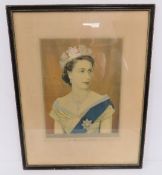 A photographic print of Queen Elizabeth II c1950s, signed in pencil by the artist, framed.