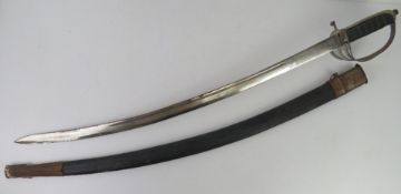 An Officers sword with scabbard.