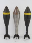 Three inert NR5 Energa rifle grenades, Dutch made, used with the SLR (Self-loading rifles).