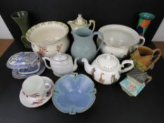 A quantity of assorted ceramics including a blue and white small tureen with tray,