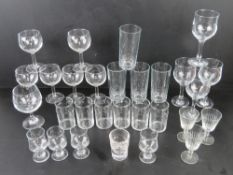 A quantity of assorted glassware inc set of six wine glasses, set of four wine glasses,
