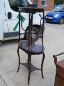 Two Edwardian mahogany planter tables each having solid undershelf, a/f.