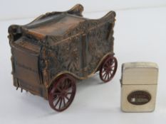 A vintage 'Equibank' carriage design money box marked for Banthrico Inc Chigago USA, one wheel a/f.