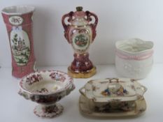 A Mason's Ironstone fruit basket in red and cream together with a quantity of other ceramics inc a