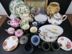 A quantity of assorted ceramics including; Royal Doulton figurine of a lady,