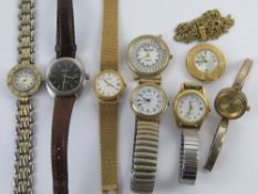 A ladies Zenith wristwatch on brown leather strap together with a quantity of other ladies