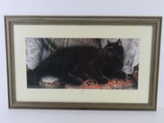 Black cat print 'Ophelia by Sheila Tilmouth' Sight size 55.