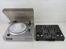 A Neostar electronics turntable together with an Allen and Heath X One:DS Professional DJ