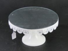 A white painted mirrored cake stand 30.5cm dia.