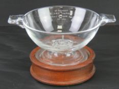 A presentation glass quaiche given by Sir Francis McWilliams GBE, Lord Mayor of London 1992 - 93,