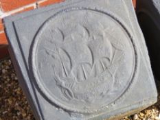 A pair of dark grey painted planters having galleon type masted sailing ships upon,