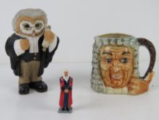 Three items of judicial interest; a lead Judge figurine 5.