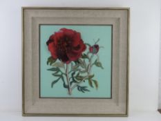 A framed three dimensional woolwork embroidery Peony,