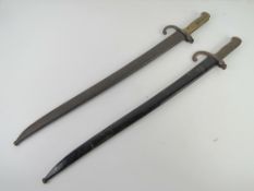 Two French Chassepot sword bayonets with