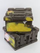 Two British 4 x 7.62 ammo tins with carr