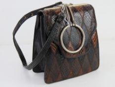A vintage snakeskin leather handbag 19cm
