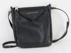 A black leather cross body handbag by Fi