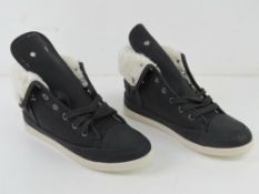 A pair of black fleece lined Ugg trainer
