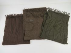 Three 100% cashmere scarves.
