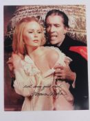 A photograph of Veronica Carlson and Christopher Lee (Dracula has risen from the grave 1968),