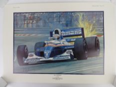 A Terence Woods Commemorative Edition F1 print 'Artist Impression' having been stored in a tube.