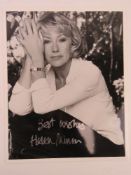 A hand signed photograph of Dame Helen Mirren DBE, autograph in silver pen.
