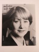 A hand signed photograph of Dame Helen Mirren DBE, autograph in black pen.