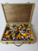 Lego; A quantity of assorted Lego within vintage carry case inc bricks, wheels, windows, etc.