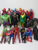 A quantity of assorted Action Hero figurines inc Guardians of the Galaxy, Avengers, etc.