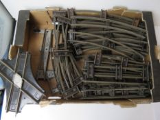 A quantity of Hornby train track inc straights, curves and intersection.