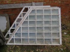 Four reclaimed windows to fit two gables. Glass a/f. Measuring approx 127 x 190cm.