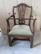 A child's chair metamorphic base deficient, measuring approx 40 x 58cm.