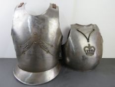 Two armoured chest pieces for display p