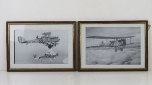 A pair of framed military aeronautical p