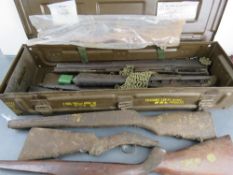 A British ammo box containing; rifle sto