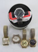 Five gents wristwatches being Pulsar, Timex,