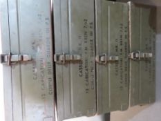 Four Bren MKII 7.62 magazine boxes, each