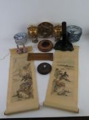 A quantity of stands inc Oriental hardwood bases,