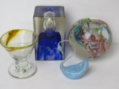 A quantity of Art Glass including Yredale glass swan, Murano bud vase,