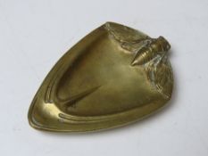 An Art Nouveau brass tray marked for E L Adnin having moth design upon.