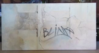 Oil on canvas by Simon Dray 'I Blink' being abstract graffiti type artwork measuring 122 x 61cm.