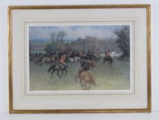 A limited edition hunting print 245 of 500 'Gone Away' by Gilbert Holiday, 32 x 51cm.