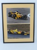 A hand signed photograph of Damon Hill, framed.