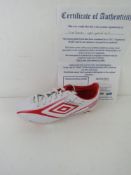 A football boot hand signed by Javier Hernandez having non transferable certificate of authenticity.